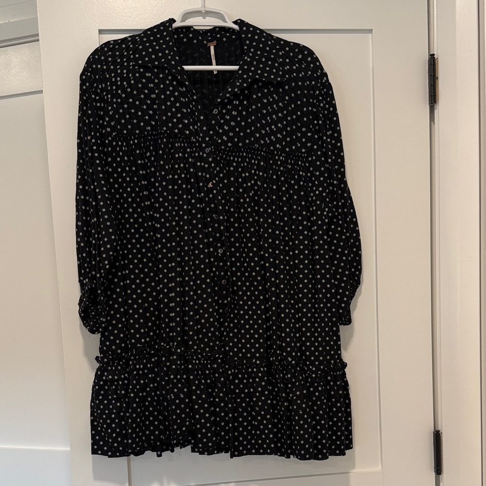 Free People Black Print Mini Dress